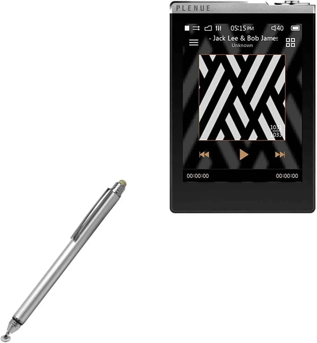 BoxWave Stylus Pen Compatible with Cowon Plenue D - DualTip Capacitive Stylus, Fiber Tip Disc Tip Capacitive Stylus Pen - Metallic Silver