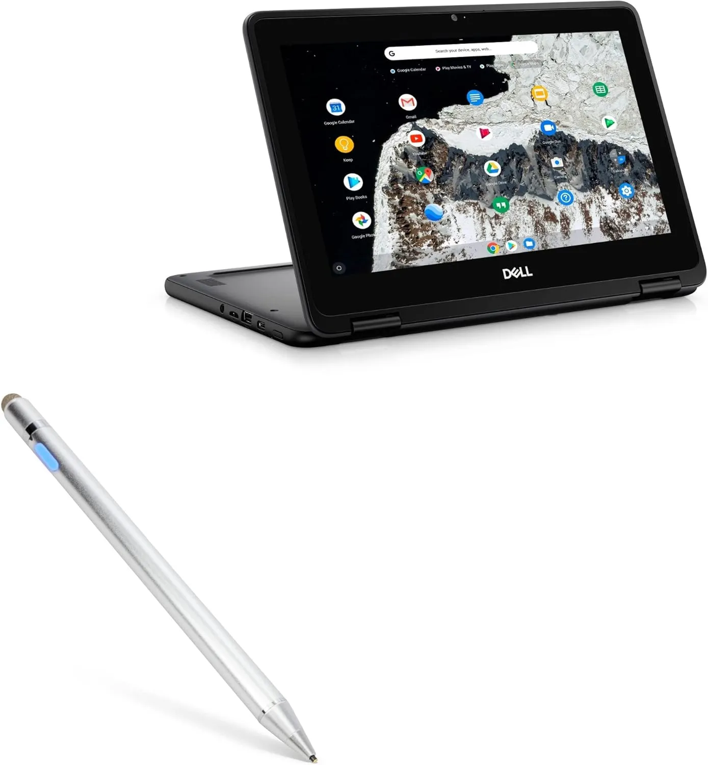 BoxWave Stylus Pen Compatible with Dell Chromebook 11 2-in-1 3100 (P30T) - AccuPoint Active Stylus, Electronic Stylus with Ultra Fine Tip - Metallic Silver
