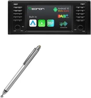 BoxWave Stylus Pen Compatible with Eonon Q49PRO - DualTip Capacitive Stylus, Fiber Tip Disc Tip Capacitive Stylus Pen - Metallic Silver