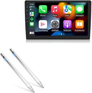 BoxWave Stylus Pen Compatible with Eonon X20 Plus - AccuPoint Active Stylus (2-Pack), Electronic Stylus with Ultra Fine Tip - Metallic Silver