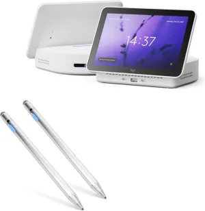 BoxWave Stylus Pen Compatible with Logitech Logi Dock Flex - AccuPoint Active Stylus (2-Pack), Electronic Stylus with Ultra Fine Tip - Metallic Silver