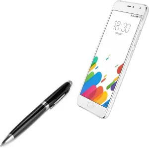 BoxWave Stylus Pen Compatible with Meizu Blue Charm Metal - EverTouch Meritus Capacitive Styra, Capacitive Stylus with Rollerball Pen - Jet Black