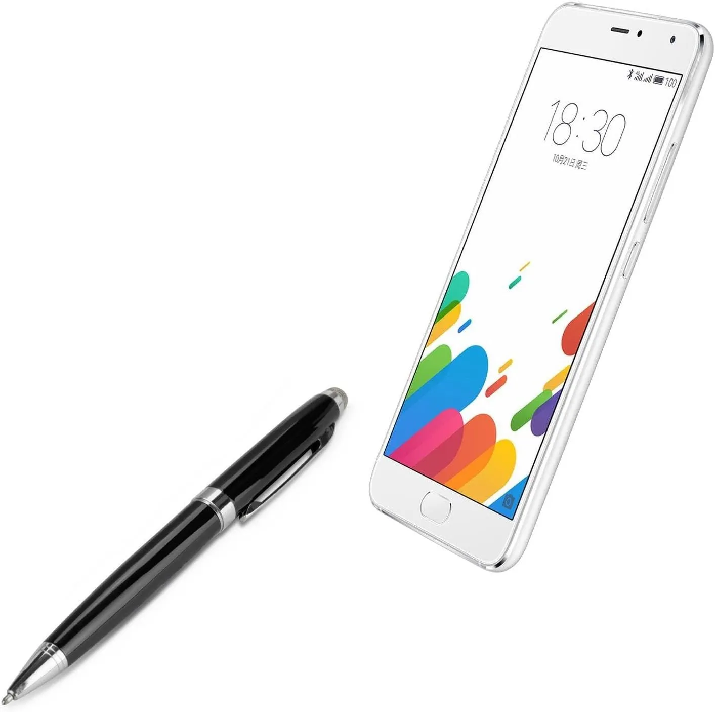 BoxWave Stylus Pen Compatible with Meizu Blue Charm Metal - EverTouch Meritus Capacitive Styra, Capacitive Stylus with Rollerball Pen - Jet Black