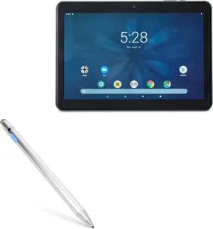 BoxWave Stylus Pen Compatible with ONN Tablet (10.1 in) - AccuPoint Active Stylus, Electronic Stylus with Ultra Fine Tip - Metallic Silver