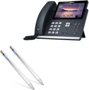 BoxWave Stylus Pen Compatible with Ooma YeaLink T48U - AccuPoint Active Stylus (2-Pack), Electronic Stylus with Ultra Fine Tip - Metallic Silver