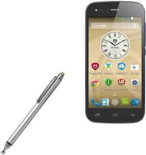 BoxWave Stylus Pen Compatible with Prestigio Grace X3 - DualTip Capacitive Stylus, Fiber Tip Disc Tip Capacitive Stylus Pen - Metallic Silver