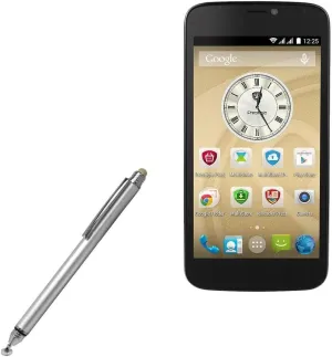 BoxWave Stylus Pen Compatible with Prestigio MultiPhone 3502 Duo - DualTip Capacitive Stylus, Fiber Tip Disc Tip Capacitive Stylus Pen - Metallic Silver