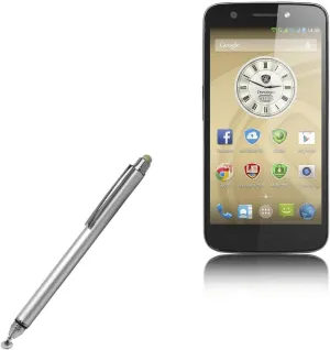BoxWave Stylus Pen Compatible with Prestigio MultiPhone 5508 Duo - DualTip Capacitive Stylus, Fiber Tip Disc Tip Capacitive Stylus Pen - Metallic Silver