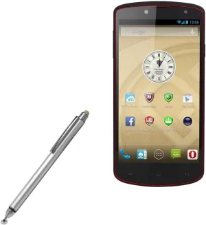 BoxWave Stylus Pen Compatible with Prestigio MultiPhone 7500 - DualTip Capacitive Stylus, Fiber Tip Disc Tip Capacitive Stylus Pen - Metallic Silver