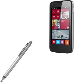 BoxWave Stylus Pen Compatible with Prestigio MultiPhone 8400 Duo - DualTip Capacitive Stylus, Fiber Tip Disc Tip Capacitive Stylus Pen - Metallic Silver