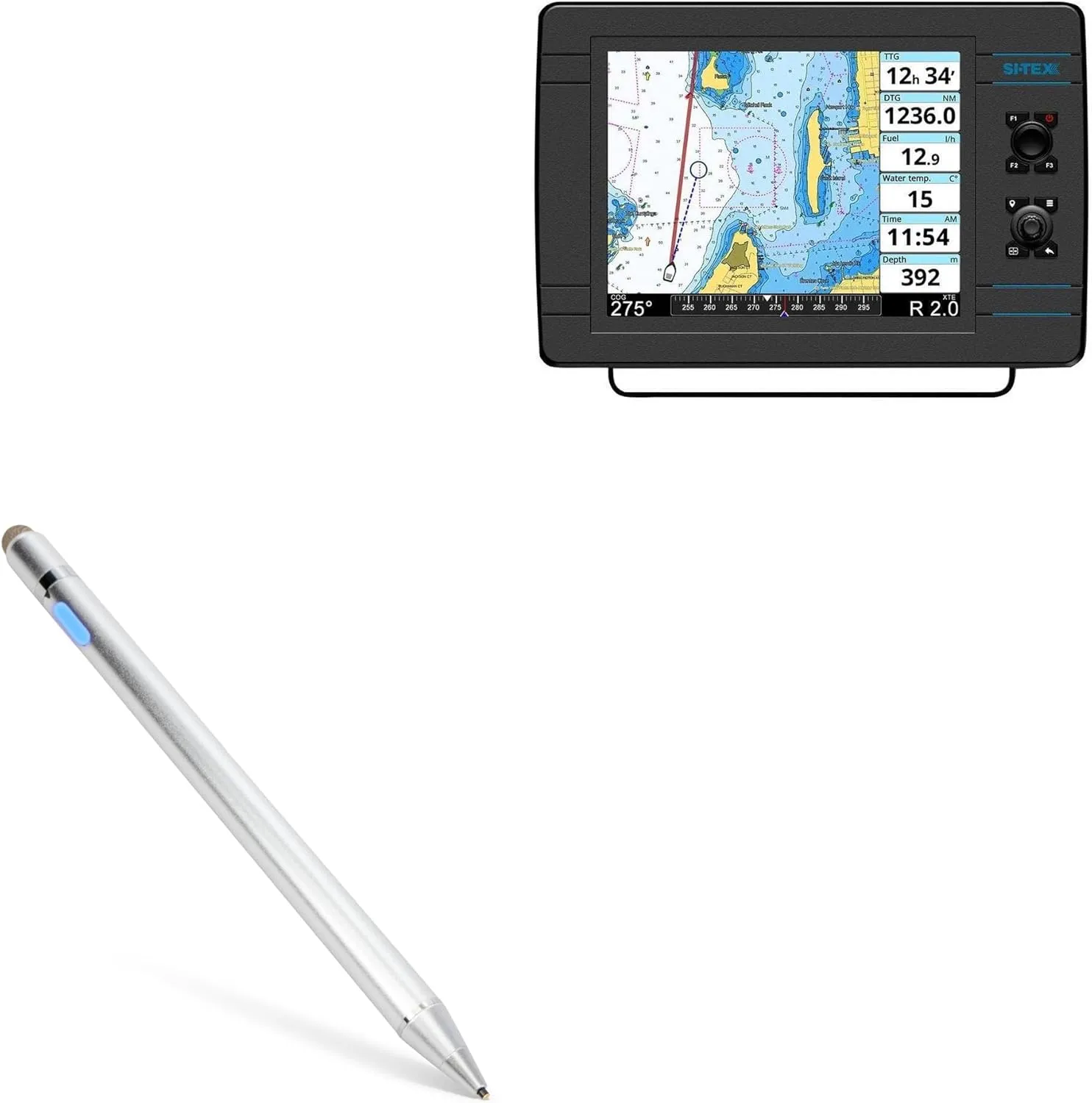 BoxWave Stylus Pen Compatible with Si-Tex NavPro 1200F - AccuPoint Active Stylus, Electronic Stylus with Ultra Fine Tip - Metallic Silver