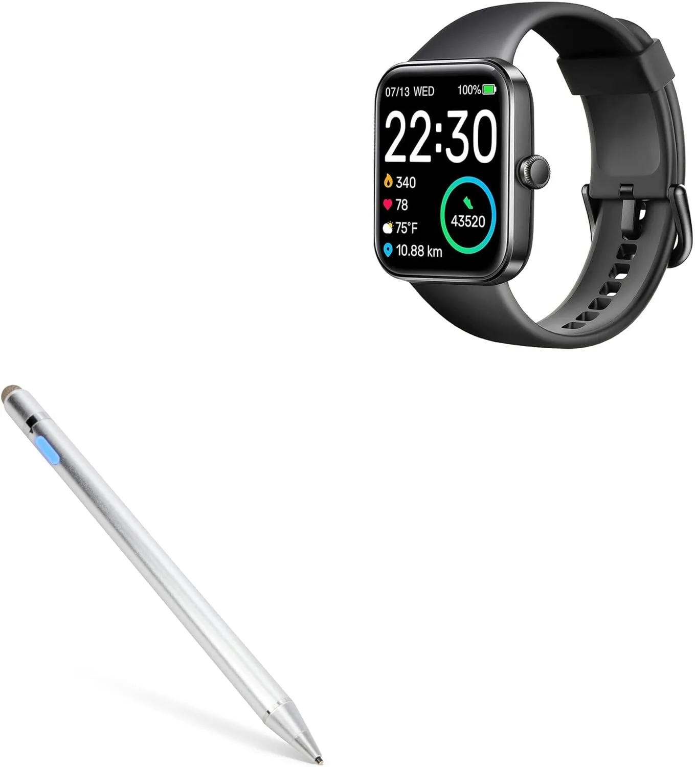 BoxWave Stylus Pen Compatible with SKG Smart Watch -V7 (1.7 in) - AccuPoint Active Stylus, Electronic Stylus with Ultra Fine Tip - Metallic Silver