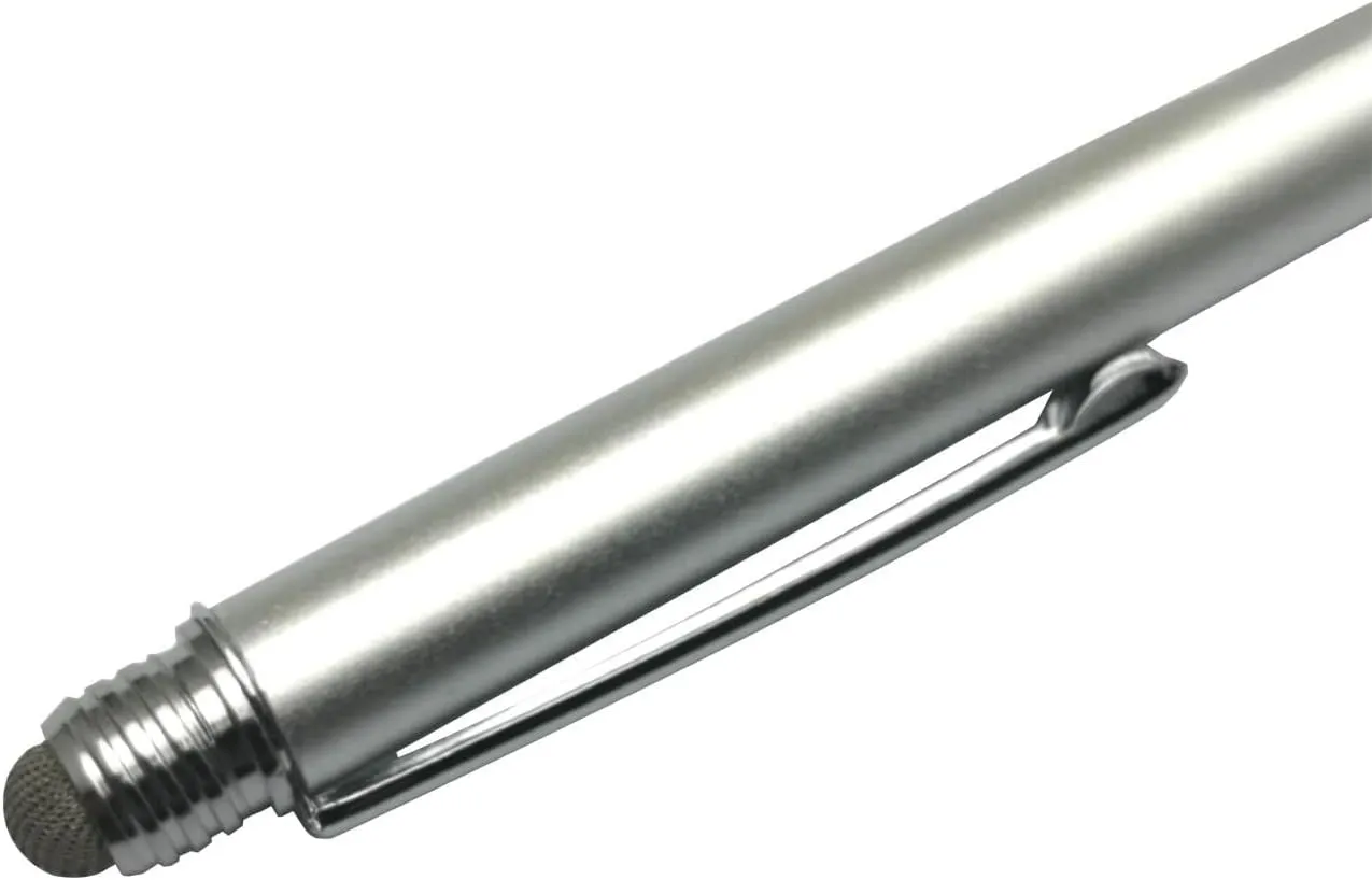 BoxWave Stylus Pen Compatible with Skylight Calendar (15 inch) - DualTip Capacitive Stylus, Fiber Tip Disc Tip Capacitive Stylus Pen - Metallic Silver