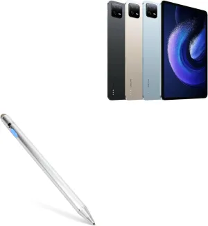BoxWave Stylus Pen Compatible with Xiaomi Pad 6 - AccuPoint Active Stylus, Electronic Stylus with Ultra Fine Tip - Metallic Silver
