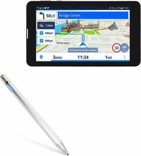 BoxWave Stylus Pen Compatible with Prestigio GeoVision Tour 3 Sygic - AccuPoint Active Stylus, Electronic Stylus with Ultra Fine Tip - Metallic Silver