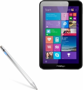 BoxWave Stylus Pen Compatible with Prestigio MultiPad Visconte Quad 3G - AccuPoint Active Stylus, Electronic Stylus with Ultra Fine Tip - Metallic Silver