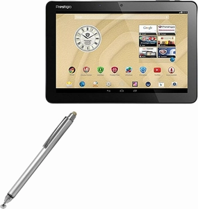 BoxWave Stylus Pen Compatible with Prestigio MultiPad Wize 5002 - DualTip Capacitive Stylus, Fiber Tip Disc Tip Capacitive Stylus Pen - Metallic Silver