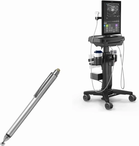 BoxWave Stylus Pen Compatible with Sonosite ST - DualTip Capacitive Stylus, Fiber Tip Disc Tip Capacitive Stylus Pen - Metallic Silver