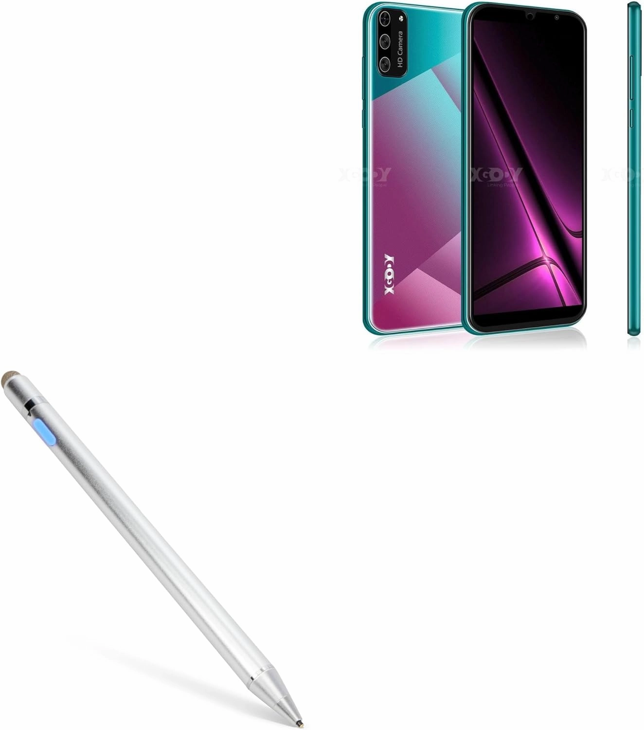 BoxWave Stylus Pen Compatible with Xgody S20 MINI - AccuPoint Active Stylus, Electronic Stylus with Ultra Fine Tip - Metallic Silver