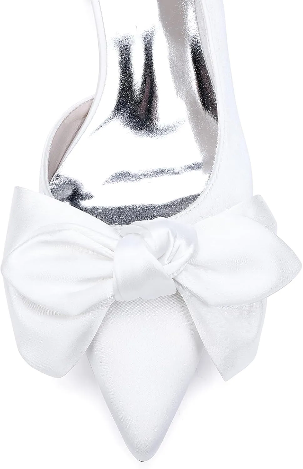 Bridal for Wedding Shoes Satin Heels with Bow Women Pumps Block Heel Women Bride Sandals Closed Toe Dress Shoes Slip-On Prom Elegant