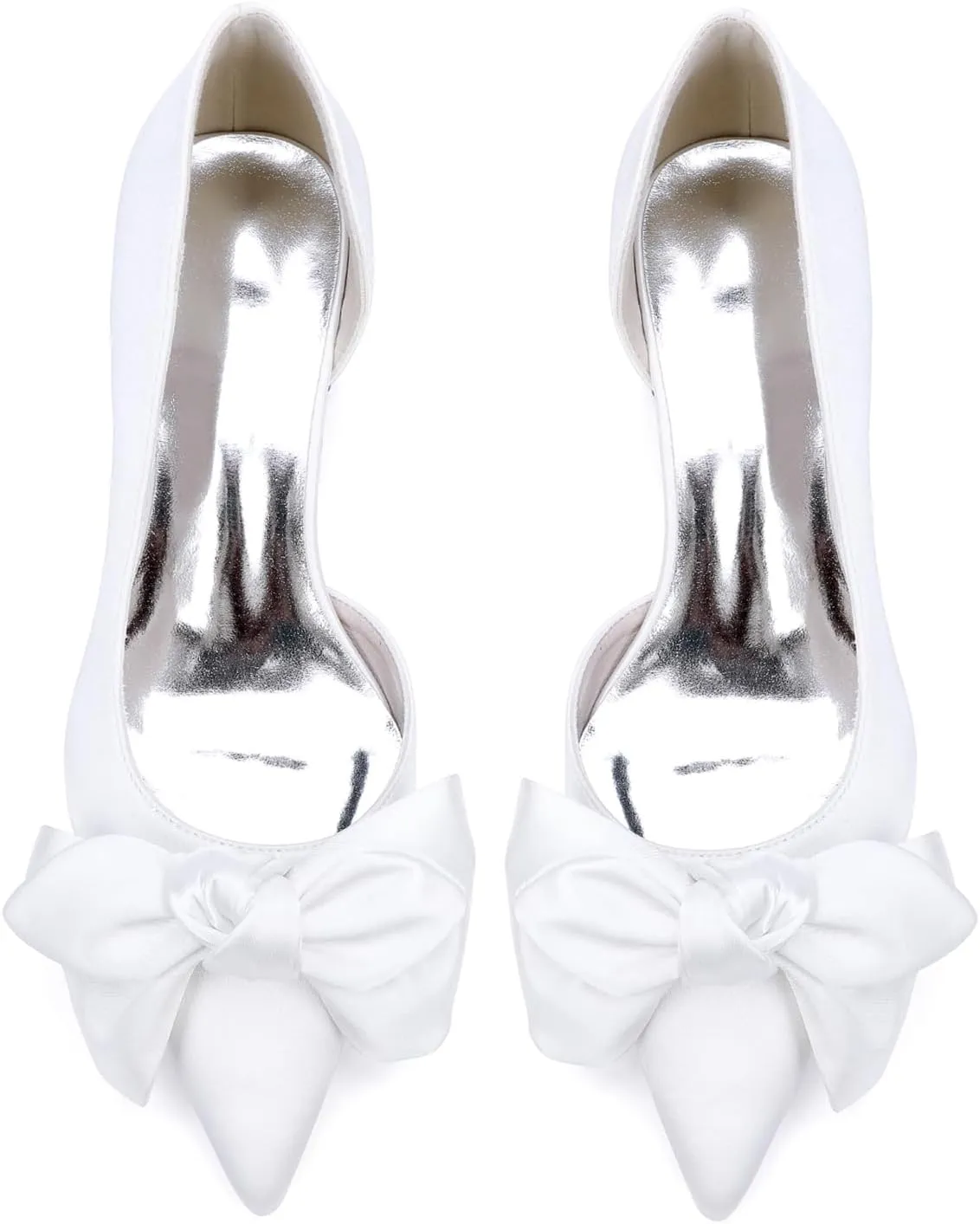 Bridal for Wedding Shoes Satin Heels with Bow Women Pumps Block Heel Women Bride Sandals Closed Toe Dress Shoes Slip-On Prom Elegant