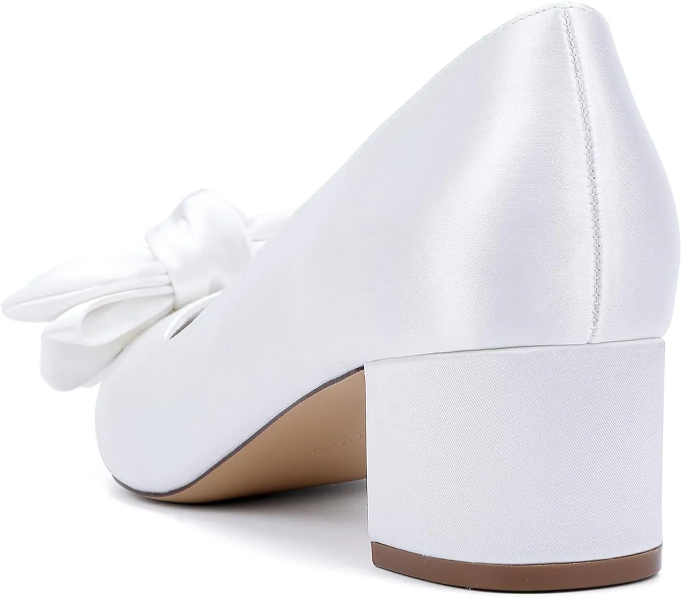 Bridal for Wedding Shoes Satin Heels with Bow Women Pumps Block Heel Women Bride Sandals Closed Toe Dress Shoes Slip-On Prom Elegant