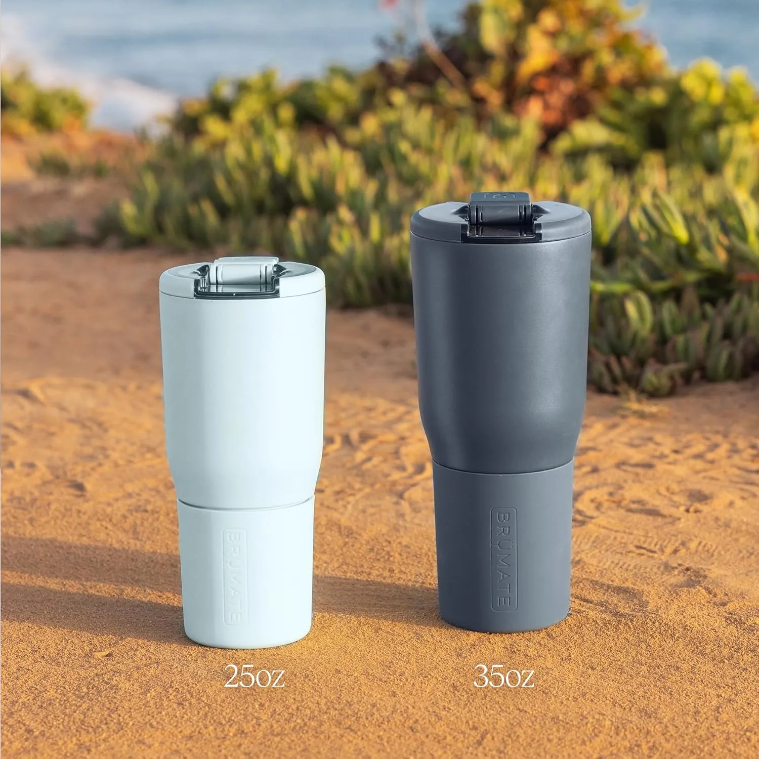 BrüMate Nav 25oz 100% Leak Proof Insulated Travel Tumbler with Magnetic BevLock™ Lid - Double Wall Cup-Holder Friendly Stainless Steel Mug (Dune)