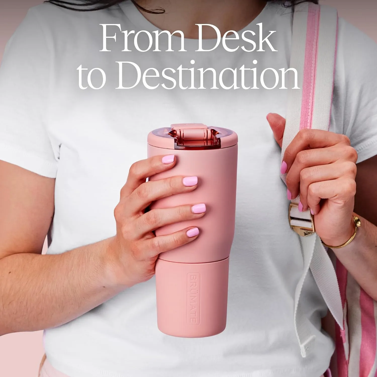 BrüMate Nav 25oz 100% Leak Proof Insulated Travel Tumbler with Magnetic BevLock™ Lid - Double Wall Cup-Holder Friendly Stainless Steel Mug (Dune)