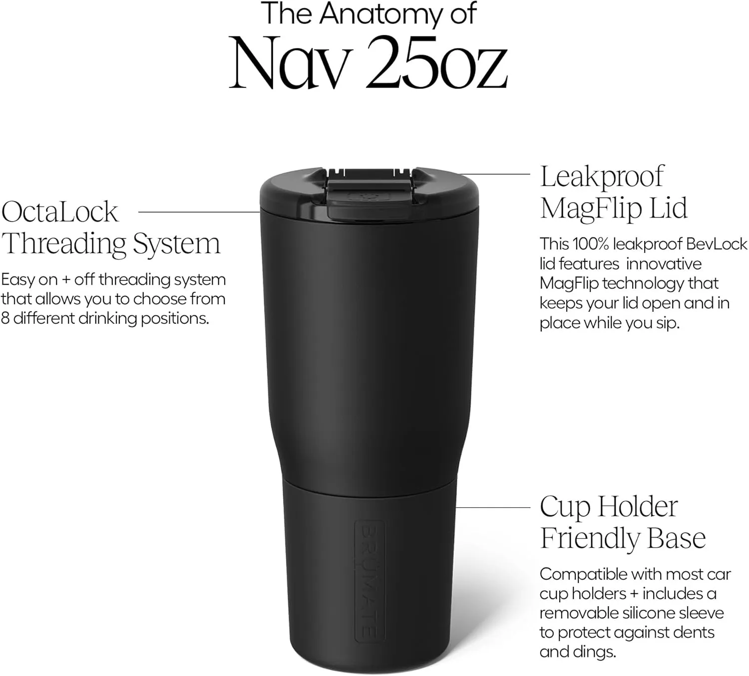 BrüMate Nav 25oz 100% Leak Proof Insulated Travel Tumbler with Magnetic BevLock™ Lid - Double Wall Cup-Holder Friendly Stainless Steel Mug (Kiwi)