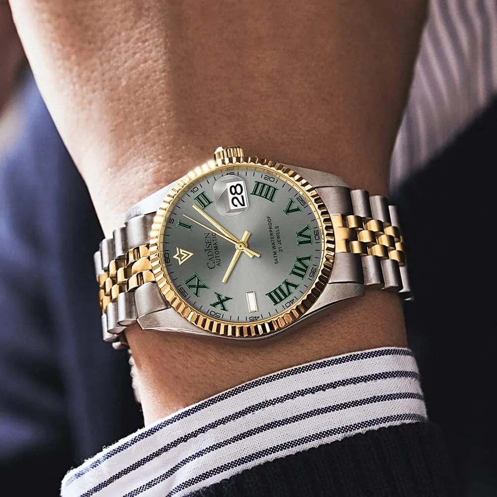 CADISEN Automatic Watches Men's Mechanical MIYOTA 8215 Business Waterproof Wristwatch