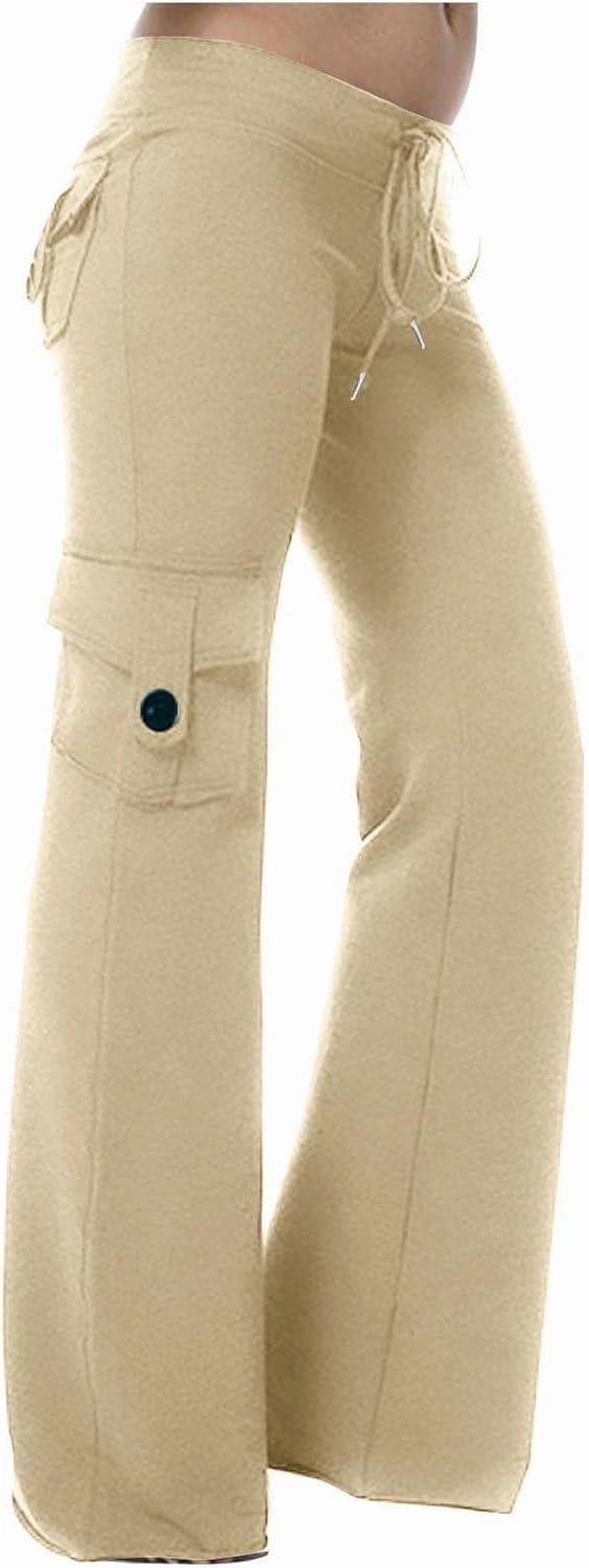 Cargo Leggings with Pockets for Women Bootcut Flare Wide Leg Yoga Pants Gym Workout Clothes Casual Beach Lounge Pants