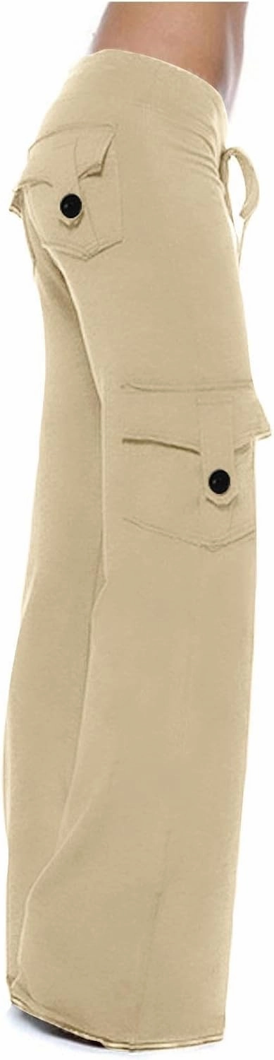 Cargo Leggings with Pockets for Women Bootcut Flare Wide Leg Yoga Pants Gym Workout Clothes Casual Beach Lounge Pants