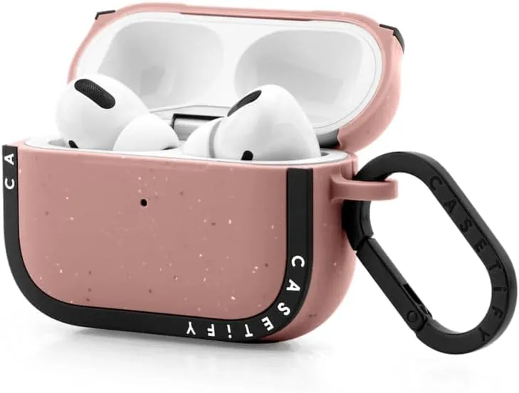 CASETiFY Bounce Airpods Pro (1st/2nd Gen) Case with Ring - Black Kingsnake - Matte Dusty Rose