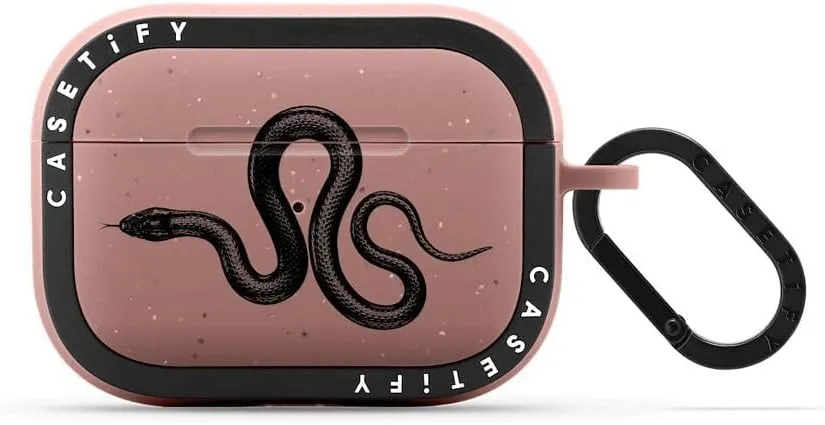 CASETiFY Bounce Airpods Pro (1st/2nd Gen) Case with Ring - Black Kingsnake - Matte Dusty Rose