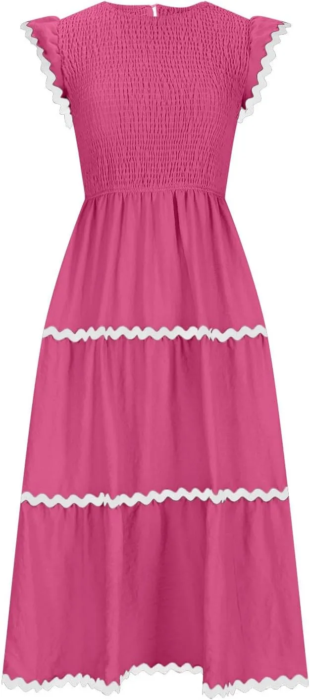 Casual Summer Dresses for Women Sleeveless midi Dress for Women Womens Swing Dress Slimming Dresses Striped Dress