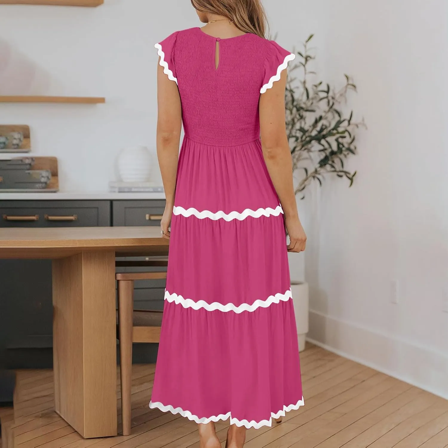 Casual Summer Dresses for Women Sleeveless midi Dress for Women Womens Swing Dress Slimming Dresses Striped Dress