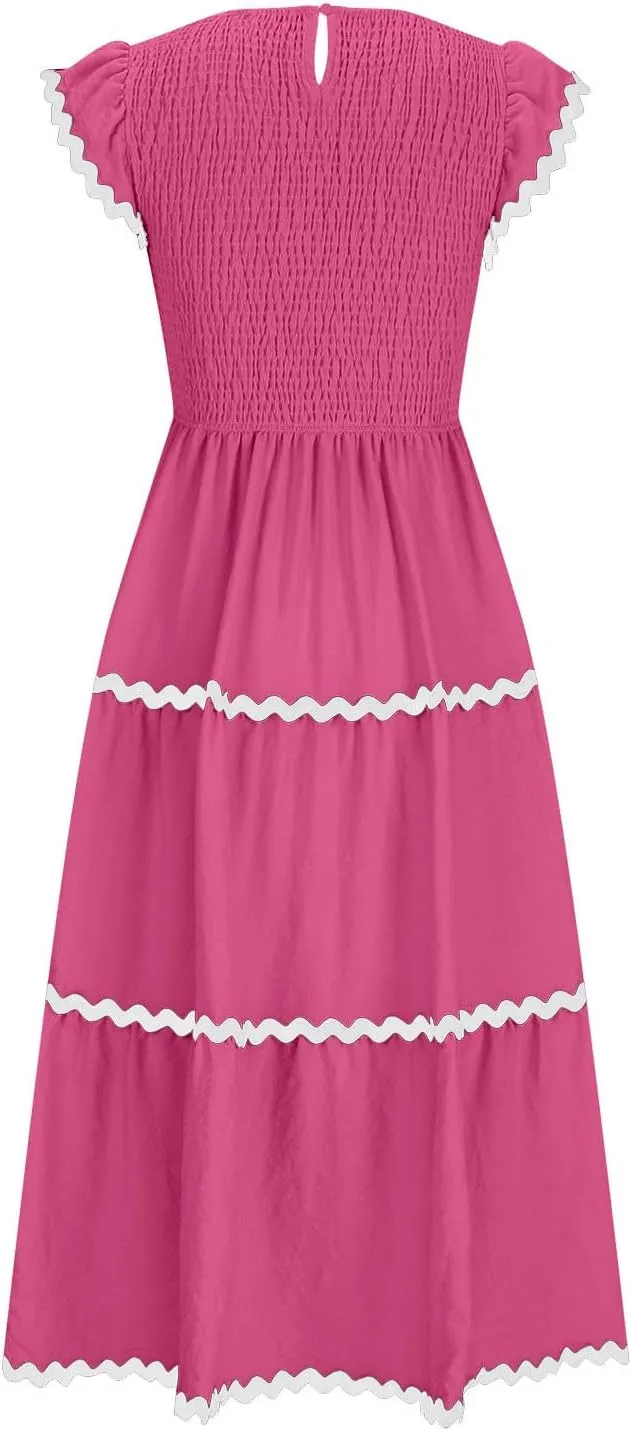 Casual Summer Dresses for Women Sleeveless midi Dress for Women Womens Swing Dress Slimming Dresses Striped Dress