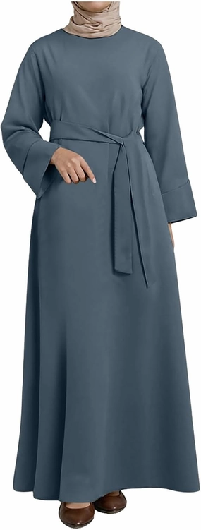 Casual Muslim Dresses for Women One Piece Long Sleeve Abayas Islamic Prayer Robes Everyday Wear Islamic Long Dress