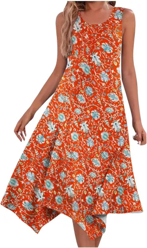 Ceboyel Women Boho Floral Summer Dresses Casual Tank Dress Sleeveless Sundreses Trendy Beach Vacation Clothing 2024