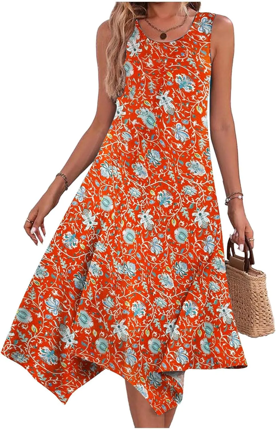 Ceboyel Women Boho Floral Summer Dresses Casual Tank Dress Sleeveless Sundreses Trendy Beach Vacation Clothing 2024