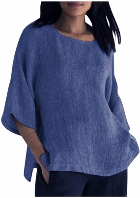 Ceboyel Cotton Linen Tops for Women 3/4 Sleeve Crewneck Tunic Blouses Dressy Causal Gauze Shirts Ladies Summer Clothing 2025