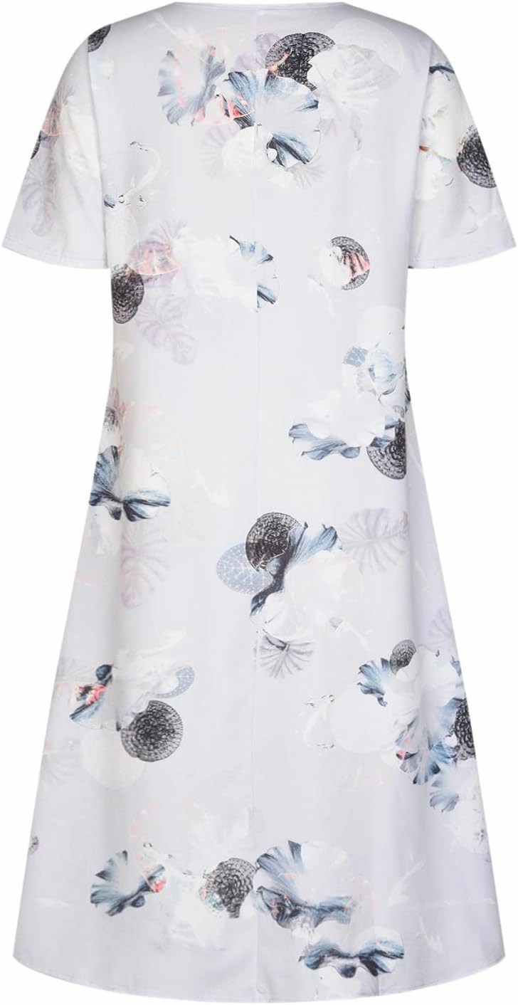 Ceboyel Summer Boho Dresses for Women 2023 Short Sleeve Maxi Long Dress Floral Print Casual Dress Trendy Ladies Outfits