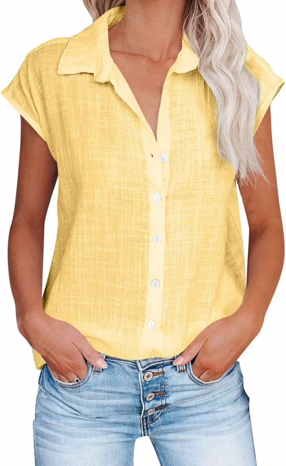 Ceboyel Women 2024 Causal Summer Tops Button Down Shirts Blouses Gauze Shirt Tunic Dressy Trendy Vacation Ladies Clothing