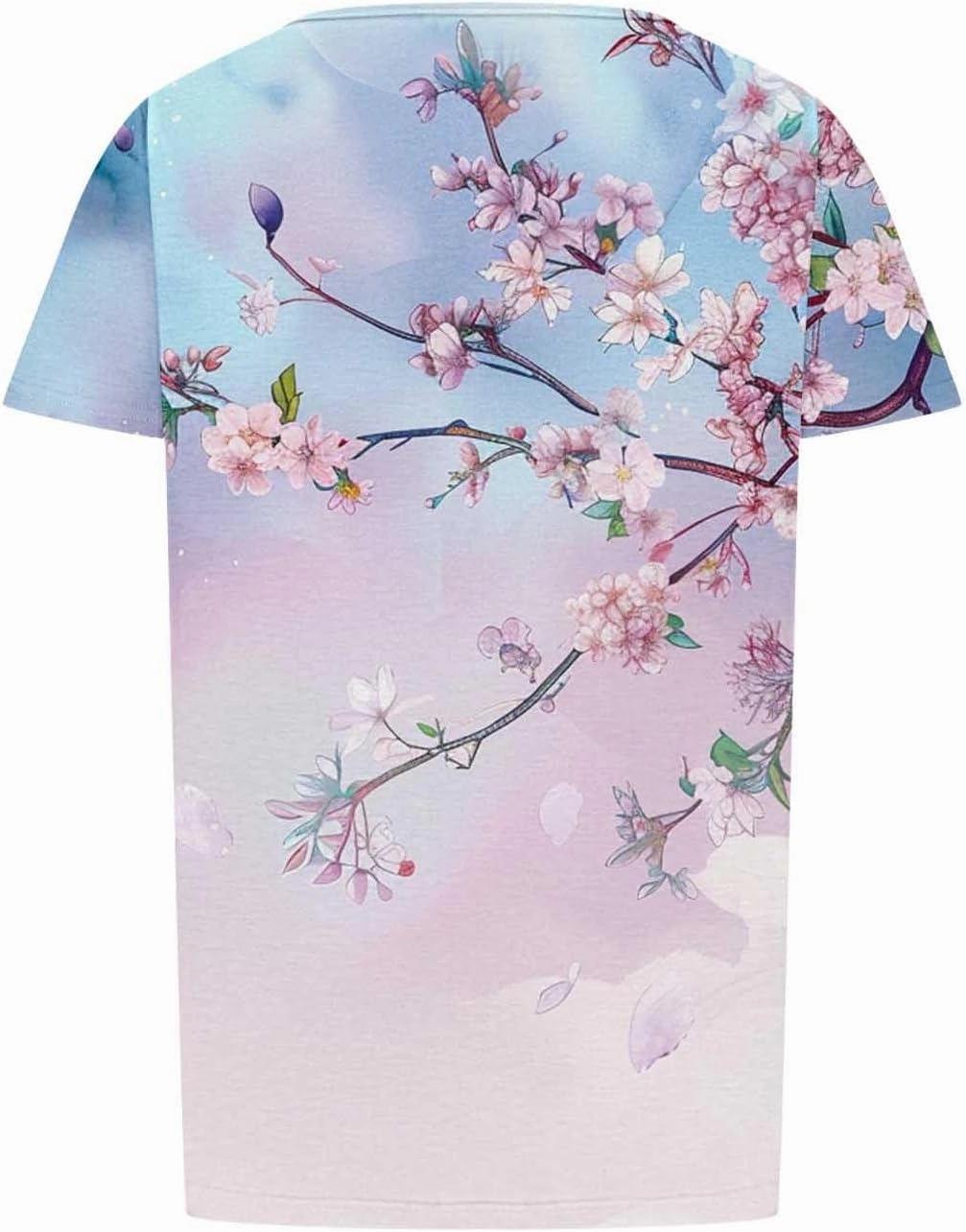 Ceboyel Womens Boho Summer Tops 2024 Pleated Scoop Neck T Shirts Loose Fit Floral Blouse Dressy Casual Ladies Trendy Clothing