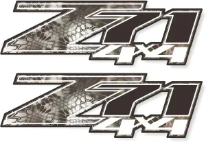 Chevy Silverado Z71 4x4 Decals Stickers (Dimensions 12.5" x 4") - F (2007-2013) Bed Side 1500 2500 HD (Set of 2) (Kryptek Gloss (Premium Series))