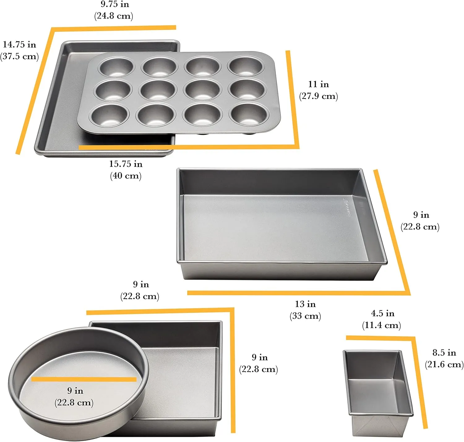 Chicago Metallic Commercial II Non-Stick 6-Piece Bakeware Set, Silver