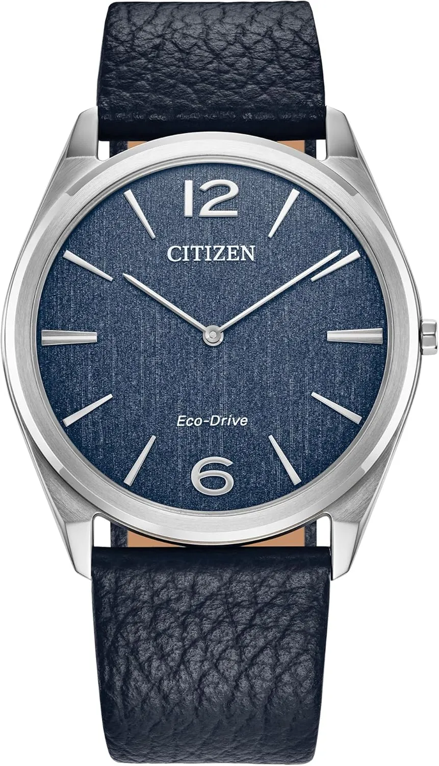 Citizen Unisex Eco-Drive Dress Classic Eco Watch, Blue Leather Strap, Blue Dial, 2 Hand (Model: AR3120-08L)