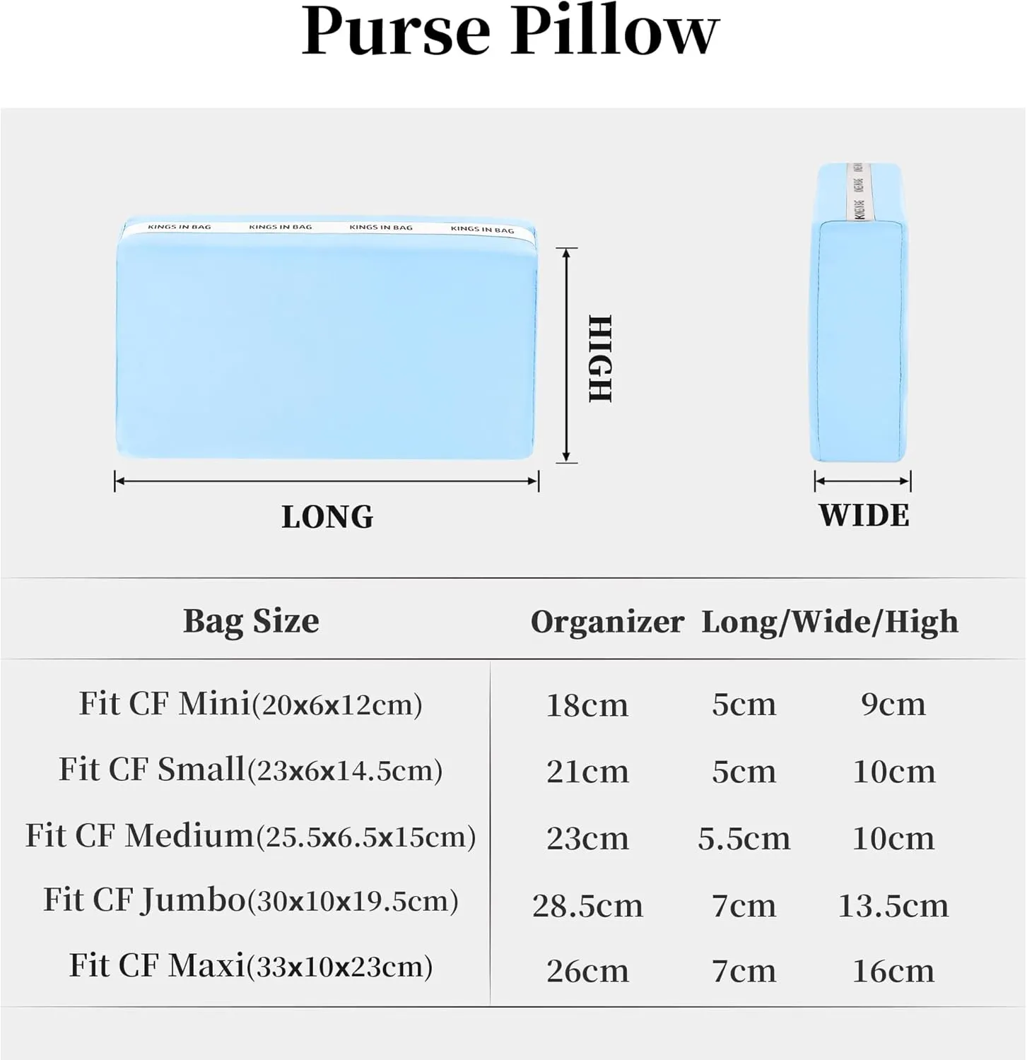 Classic Flap Medium25 Pillow Insert, Lightweight Bag Shaper Compatible with Chanel Classic Flap Bag, Soft Purse Inner Pillow with Memory Foam for Handbag Storage(Celeste, CF Medium)