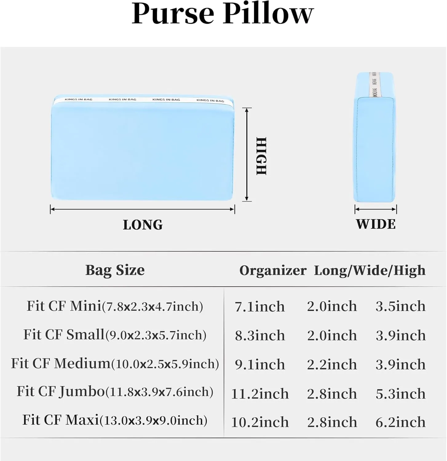 Classic Flap Medium25 Pillow Insert, Lightweight Bag Shaper Compatible with Chanel Classic Flap Bag, Soft Purse Inner Pillow with Memory Foam for Handbag Storage(Celeste, CF Medium)