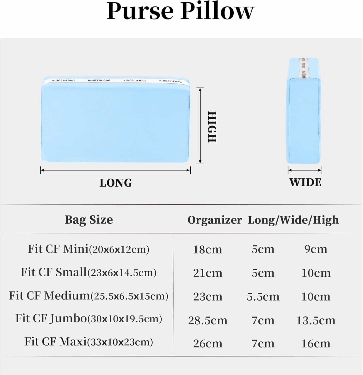 Classic Flap Medium25 Pillow Insert, Lightweight Bag Shaper Compatible with Chanel Classic Flap Bag, Soft Purse Inner Pillow with Memory Foam for Handbag Storage(Celeste, CF Medium)